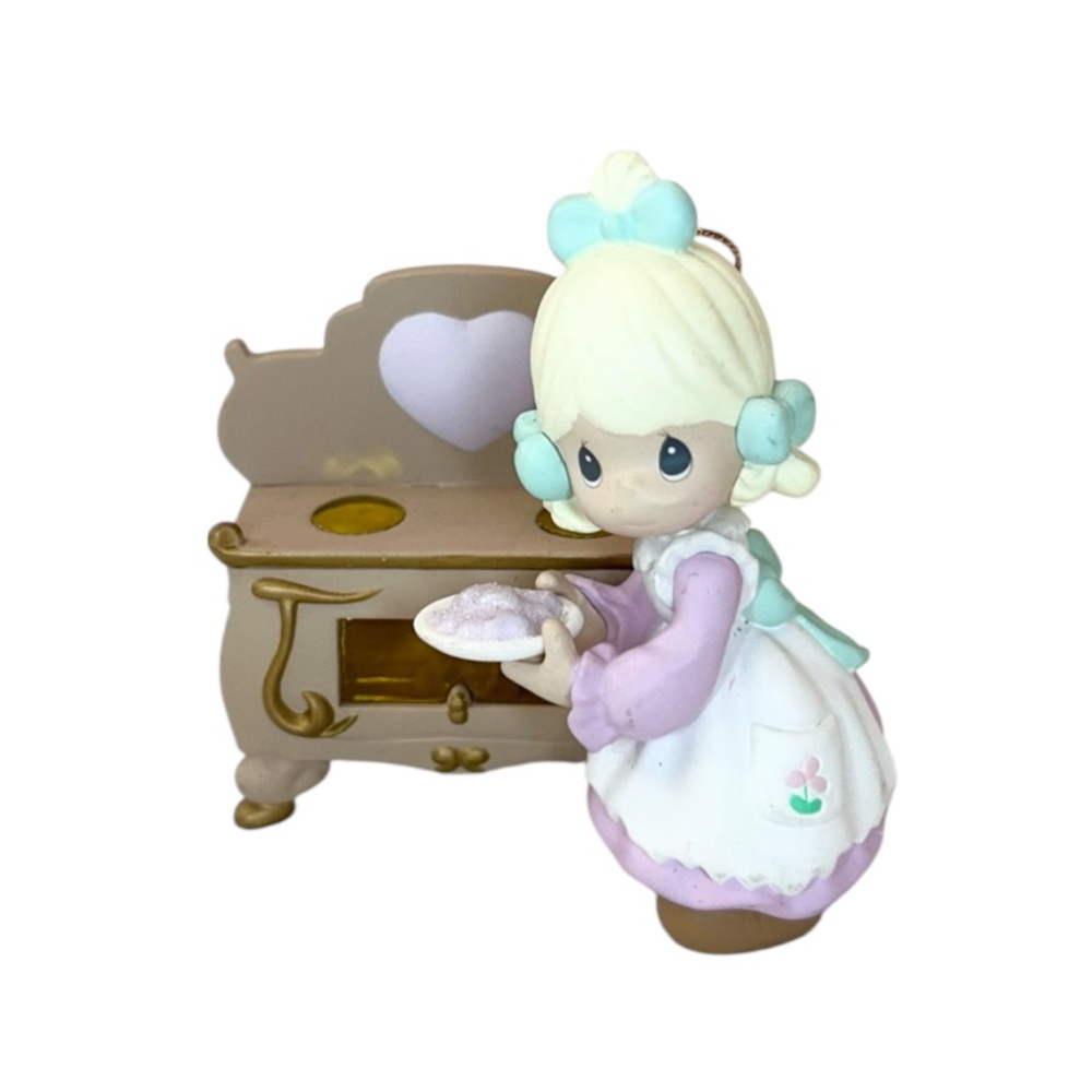 Vintage Precious Moments Brighten-Up Lighted Ornament Girl Baking